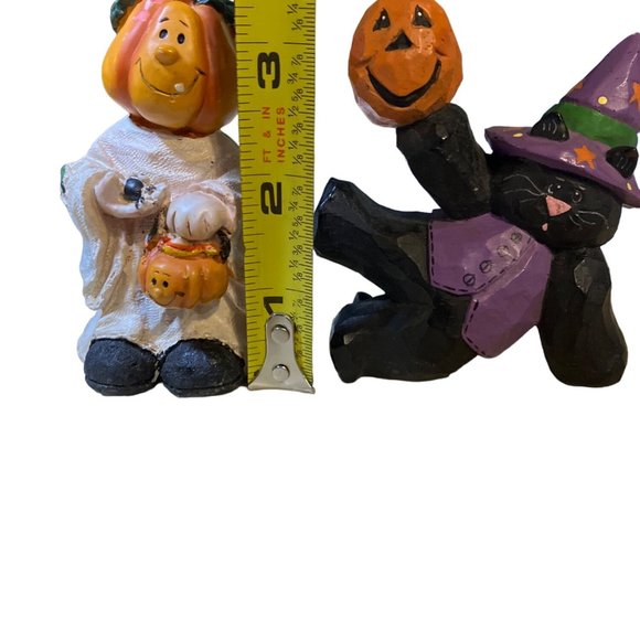 Halloween Small Table Top Shelf Figurines Cat Pumpkin - Picture 12 of 12